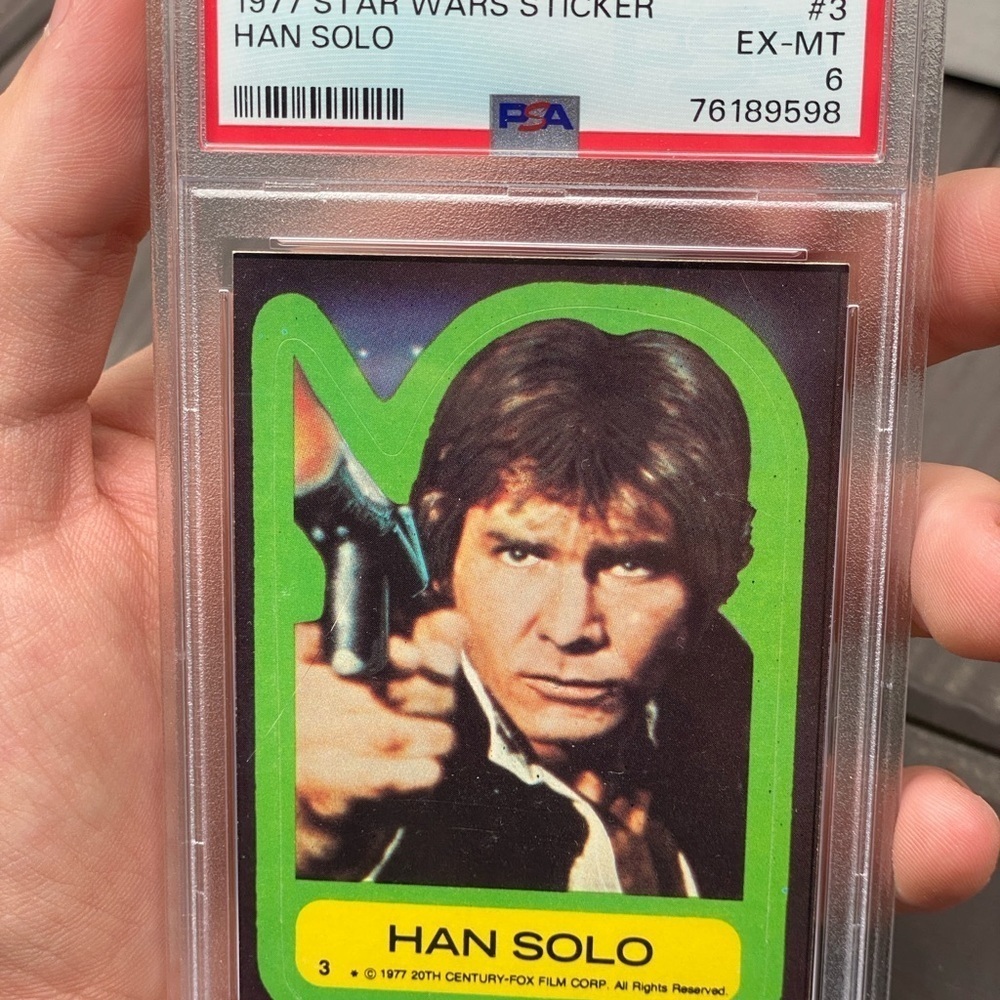 1977 Star Wars Sticker #3 Han Solo PSA 6 Graded Trading Card - Picture 2 of 3